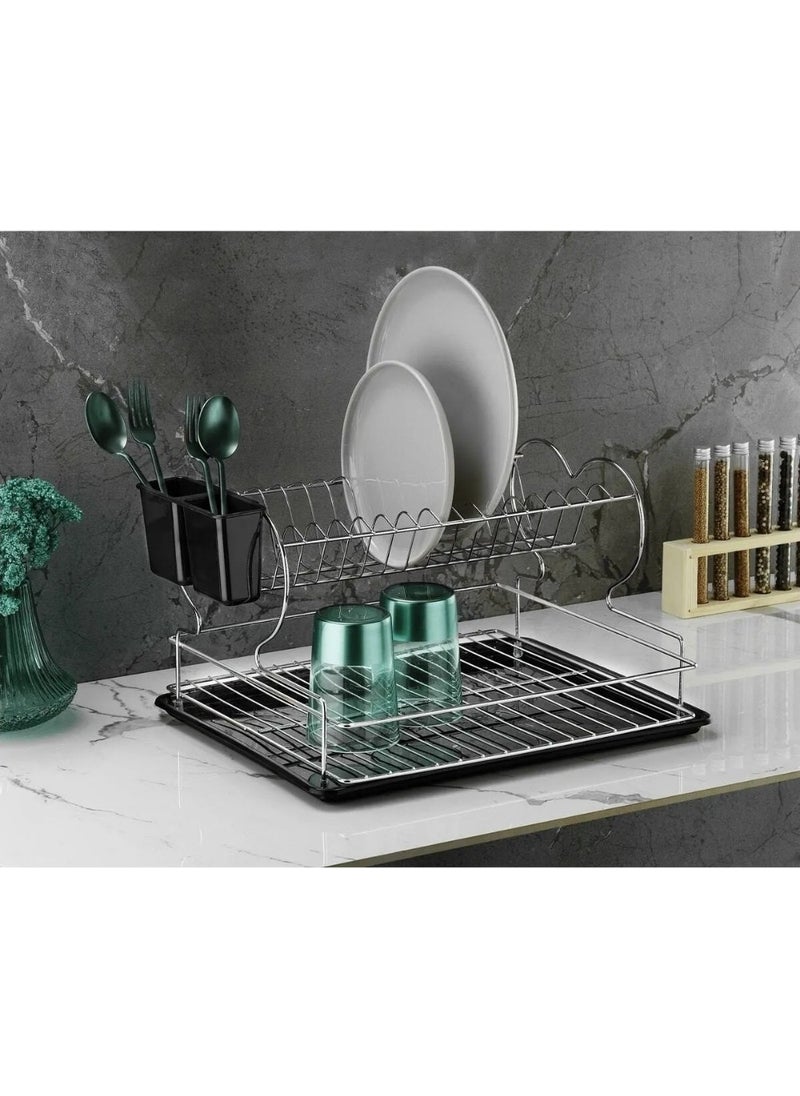 Tamu Stainless Dish Rack Dish Basket Two-Layer Plate Rack Thermo Plastic Coated Chrome  - Image 3