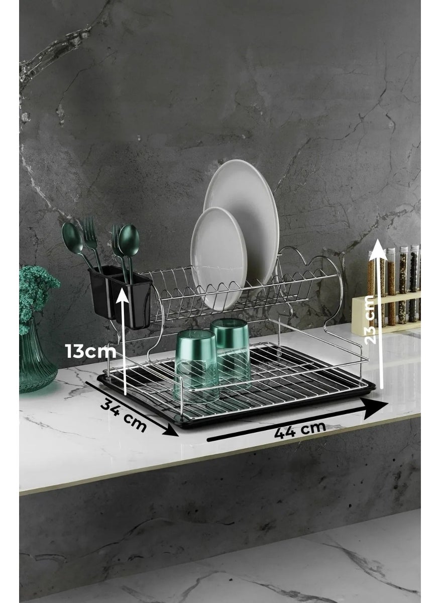 Tamu Stainless Dish Rack Dish Basket Two-Layer Plate Rack Thermo Plastic Coated Chrome  - Image 2