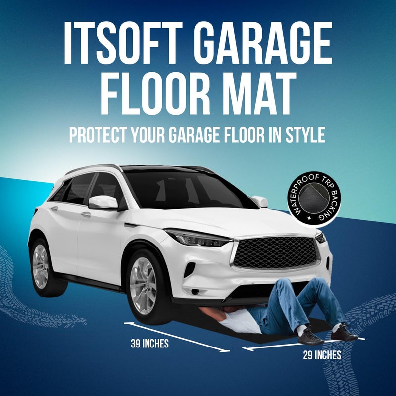 ITSOFT Garage Floor Mat for Under Car 3x2.5 Feet  Oil Spill Mat & Mechanic Pad  Oil Drip Pan  Absorbent  Washable  Non Slip & Waterproof Garage Mats - Image 2