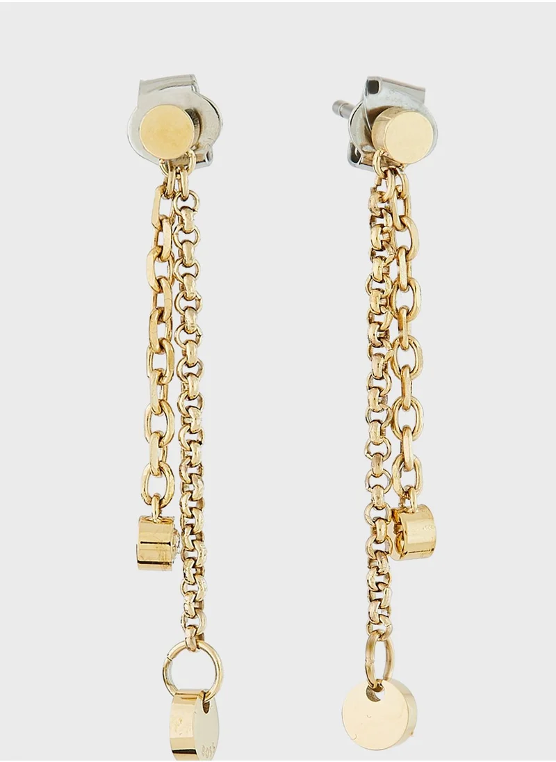 BOSS Ionic Thin Gold 1 Stainless Steel With Crystal Drop Earrings