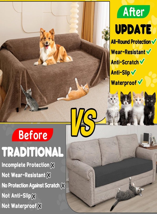 Loiion Sofa Protection Cat, Sofa Cover 2 Seater Couch Protection Cat, Non-Slip Couch Throw, Sofa Cover Waterproof, Protective Cover Sofa for Pets, Children, Cats, Dogs, Brown, 300 x 180 cm - Image 2
