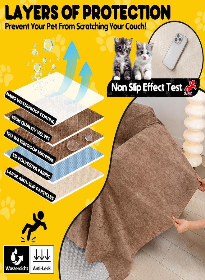 Loiion Sofa Protection Cat, Sofa Cover 2 Seater Couch Protection Cat, Non-Slip Couch Throw, Sofa Cover Waterproof, Protective Cover Sofa for Pets, Children, Cats, Dogs, Brown, 300 x 180 cm - Image 4