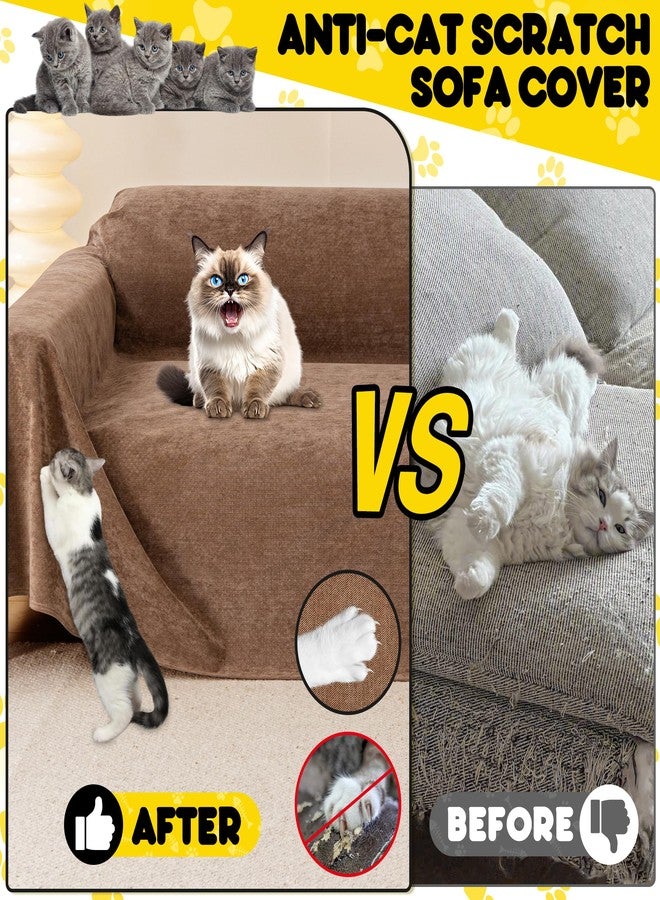 Loiion Sofa Protection Cat, Sofa Cover 2 Seater Couch Protection Cat, Non-Slip Couch Throw, Sofa Cover Waterproof, Protective Cover Sofa for Pets, Children, Cats, Dogs, Brown, 300 x 180 cm - Image 3