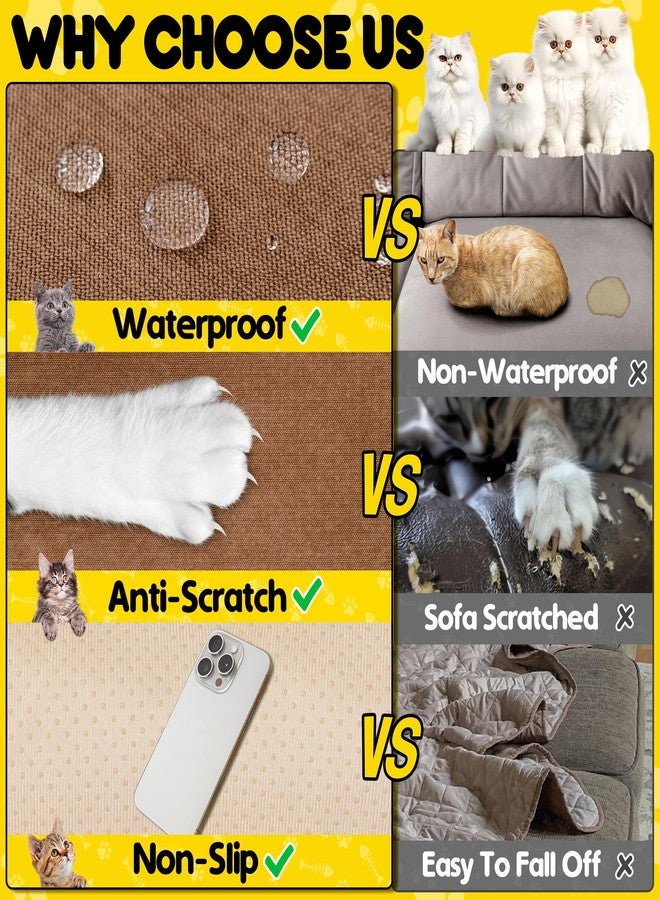 Loiion Sofa Protection Cat, Sofa Cover 2 Seater Couch Protection Cat, Non-Slip Couch Throw, Sofa Cover Waterproof, Protective Cover Sofa for Pets, Children, Cats, Dogs, Brown, 300 x 180 cm - Image 5