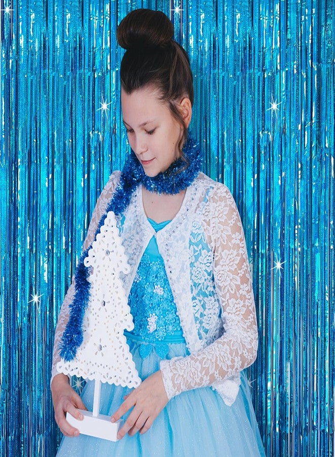 K.E.J. Tinsel Curtain Party Backdrop Blue Birthday Decorations 2 Packs Glitter Foil Fringe Curtain Party Decor Streamers Photo Booth for Birthday Christmas Wedding Halloween Graduation Decorations - Image 3