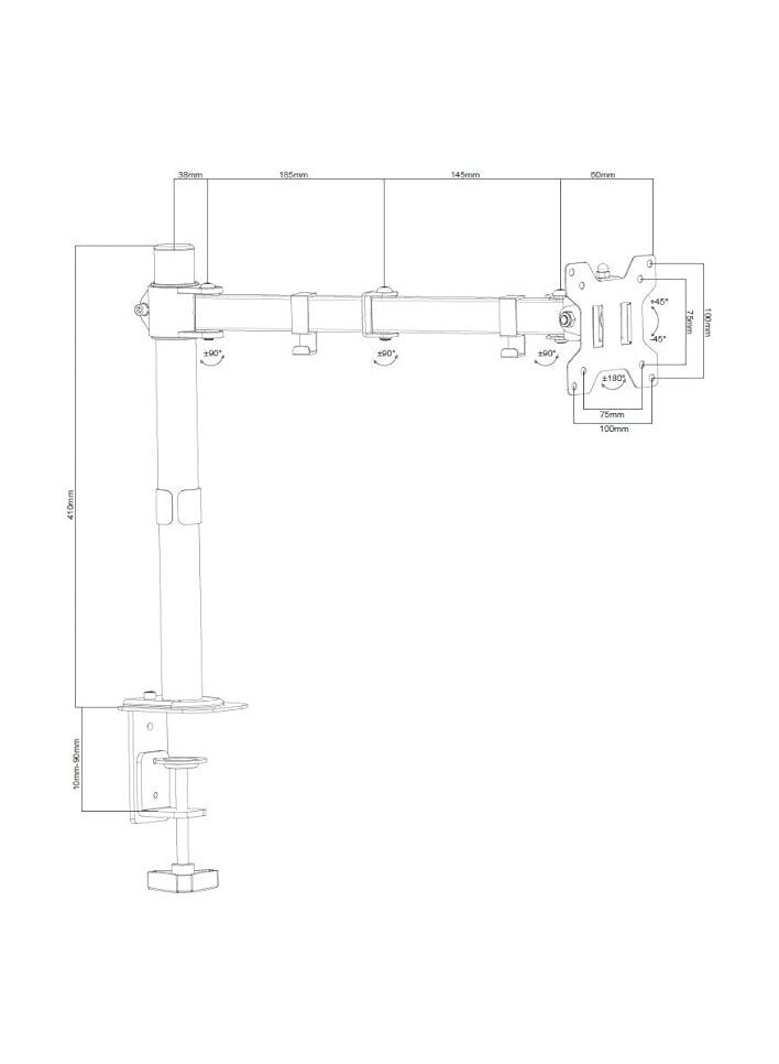 PROMASS Classic PC Monitor Desk Mount for 19, 21, 23, 24, 27 and 32 Inch Computer Monitors, Black - Image 4