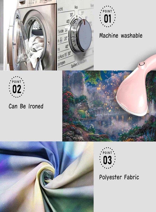 SSCSTS Fairy Tale Prince Beauty Backdrop Palace Castle Garden Lake Lantern Romantic Dating Girl Princess Birthday Party Photography Background Photo Studio Props (Polyester, 5x3ft) - Image 5