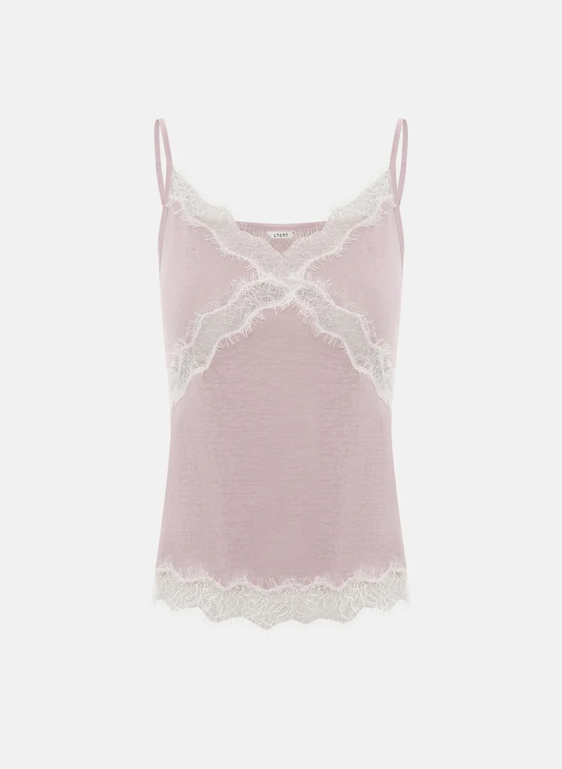 ليتشي بلوزة جيرسي مزينة بالدانتيل