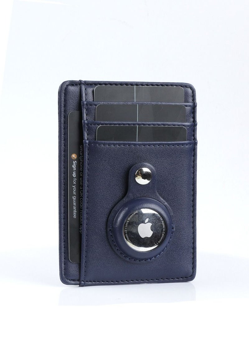 For Airtag Wallet PU Leather Credit Card Money Holder  Blue - Image 1