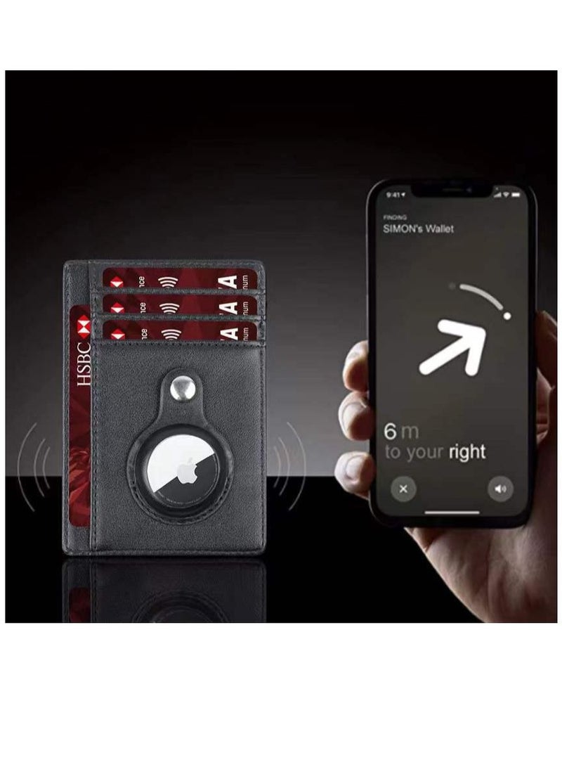 For Airtag Wallet PU Leather Credit Card Money Holder  Blue - Image 2