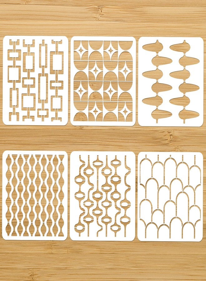 NBEADS 6 Pcs 6 Styles Retro Tile Stencils, 11.8×11.8 Inch Mid Century Modern Painting Stencil Tempalte DIY Art Craft Painting Wall Stencils for Painting on Wood Canvas Paper Furniture Wall - Image 2