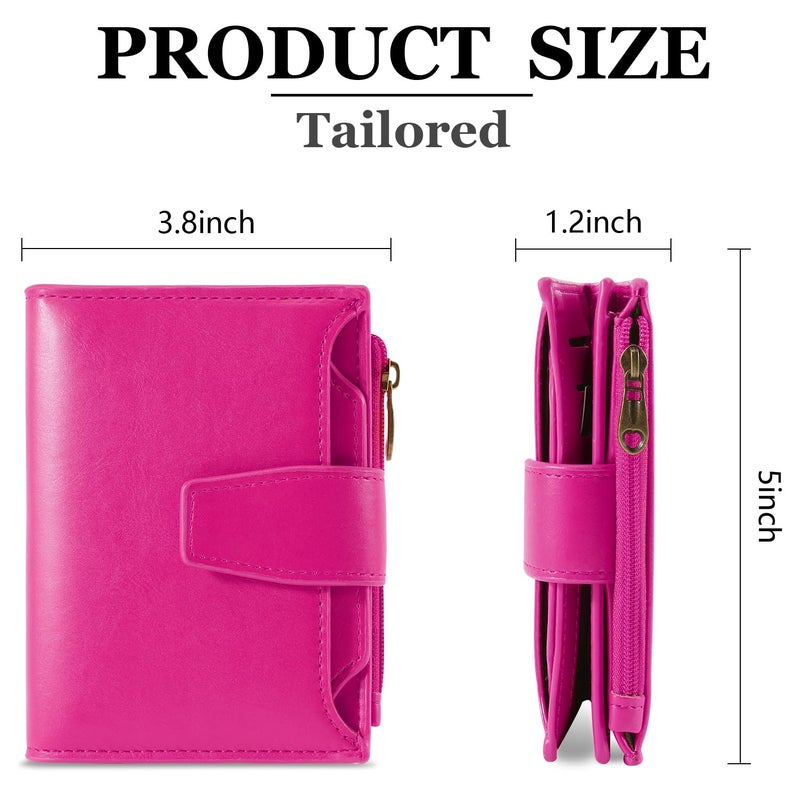 Airkit Small Wallet Women RFID Blocking Soft Leather Bifold Compact Card Holder Wallet for Women with Zipper Coin Pocket 4 ID Window - Image 3