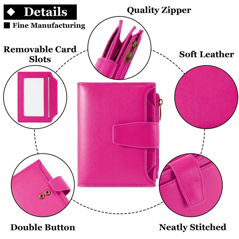 Airkit Small Wallet Women RFID Blocking Soft Leather Bifold Compact Card Holder Wallet for Women with Zipper Coin Pocket 4 ID Window - Image 5
