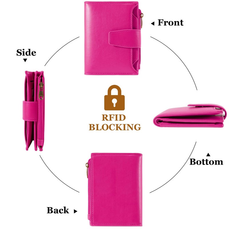 Airkit Small Wallet Women RFID Blocking Soft Leather Bifold Compact Card Holder Wallet for Women with Zipper Coin Pocket 4 ID Window - Image 4