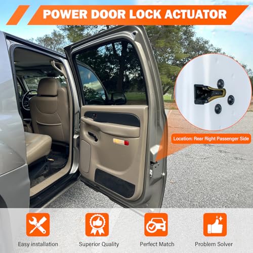 Yikesai Door Lock Latch Actuator - Rear Right Passenger Side - Compatible with 2001-2006 Cadillac Escalade Chevy Avalanche, Silverado, Suburban, Tahoe GMC Sierra, Yukon - Replaces 15110650, 15068503 - Image 2