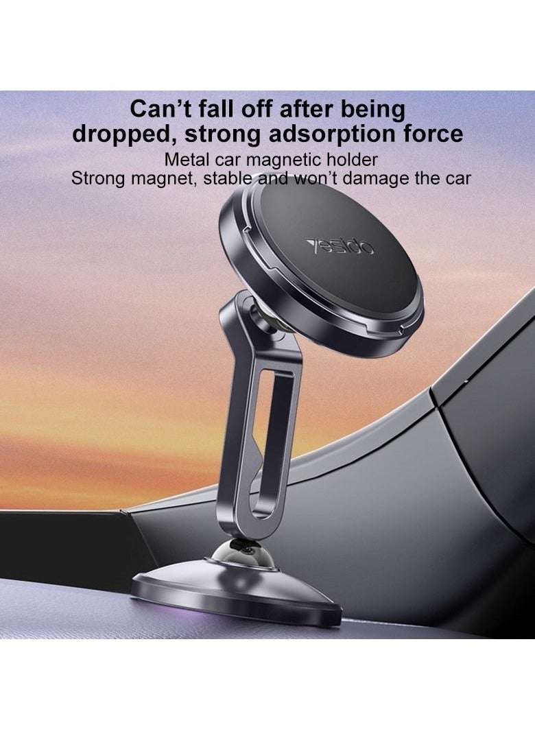 Yesido C210 Double Ball Magnetic Car Holder – 360° Rotation, Strong Magnetic Grip for iPhone, Android, GPS & More – Secure Dashboard Mount, Black - Image 3