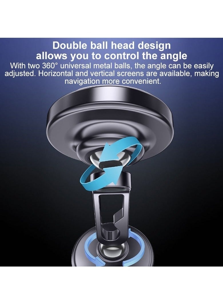 Yesido C210 Double Ball Magnetic Car Holder – 360° Rotation, Strong Magnetic Grip for iPhone, Android, GPS & More – Secure Dashboard Mount, Black - Image 4