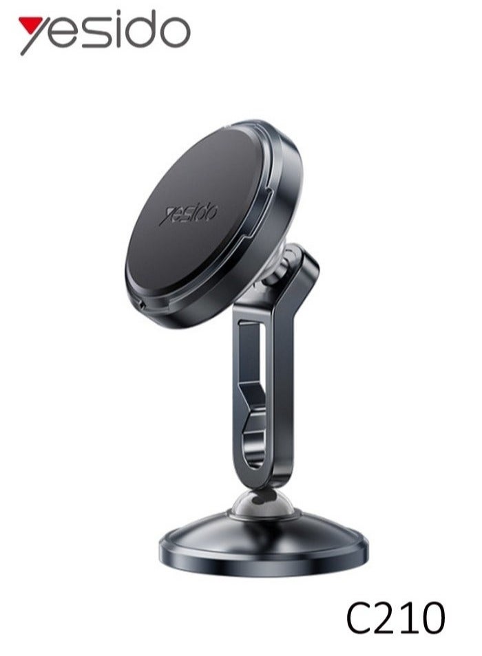 Yesido C210 Double Ball Magnetic Car Holder – 360° Rotation, Strong Magnetic Grip for iPhone, Android, GPS & More – Secure Dashboard Mount, Black - Image 1