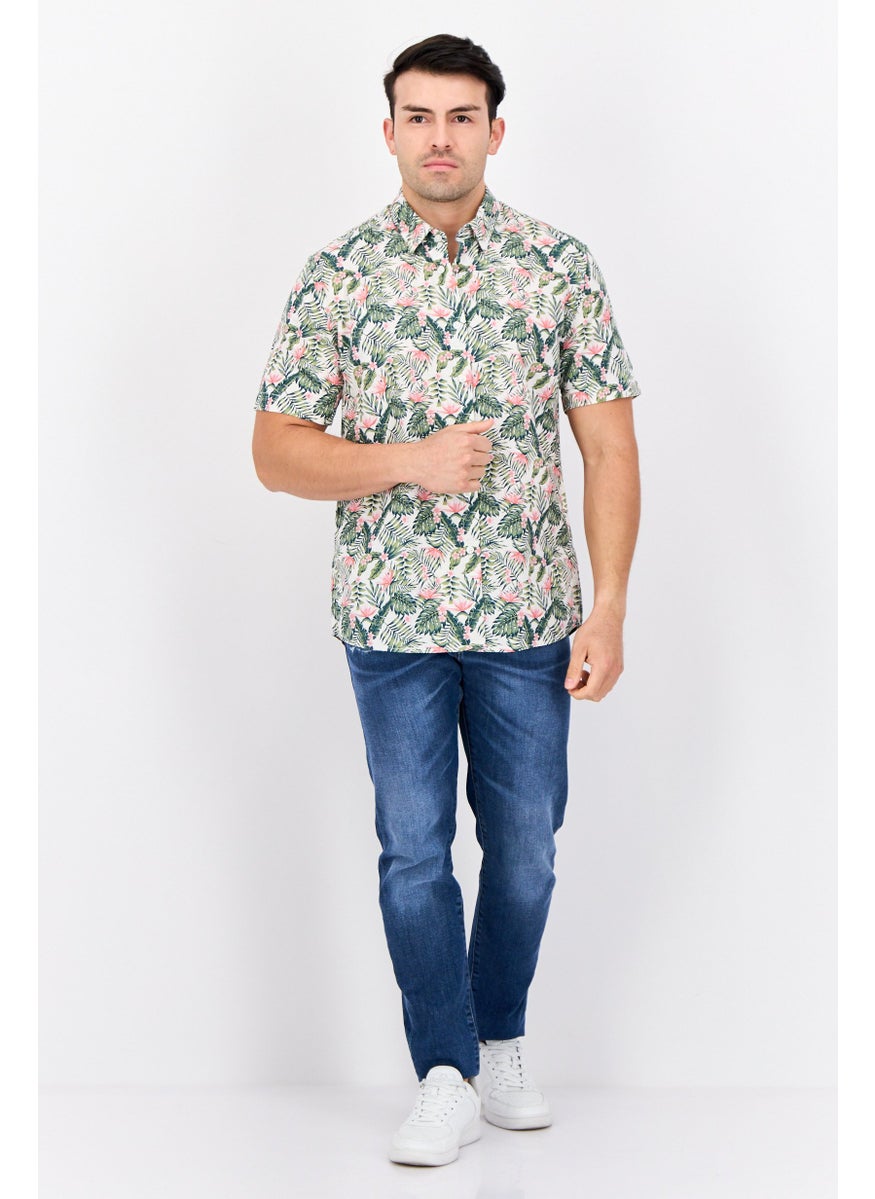 Peter Werth Men Regular Fit Short Sleeve Allover Printed Casual Shirt, Multicolor  - Image 4