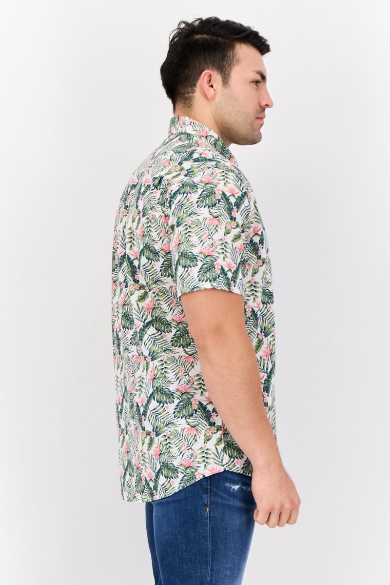 Peter Werth قميص رجالي بقصة عادية بأكمام قصيرة مزخرف بألوان متعددة - Image 4