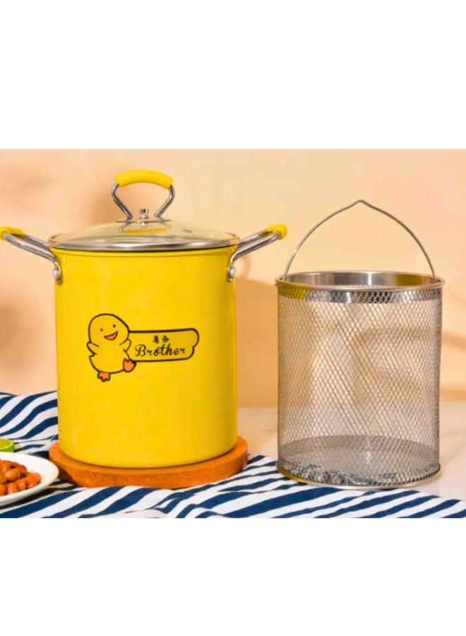 تشيس اب وعاء قلي عميق سعة 3 لتر من الفولاذ المقاوم للصدأ مع فلتر زيت وغطاء، وعاء قلي غير لاصق موفر للزيت للمطبخ المنزلي، بمقبض مانع للانزلاق لمعظم المواقد، تصميم خالٍ من الدخان، بطاطس مقلية وجمبري وأسماك ودجاج - Image 2