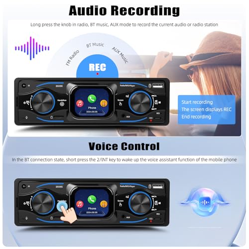 AMprime Single Din Car Stereo Marine Radio Bluetooth Multimedia Car Audio Receivers with Digital LCD Display FM Car Radio USB/Type-C/SD/AUX-in MP3 Player Lossless Sound Quality Quick Charge+ SWC - Image 5