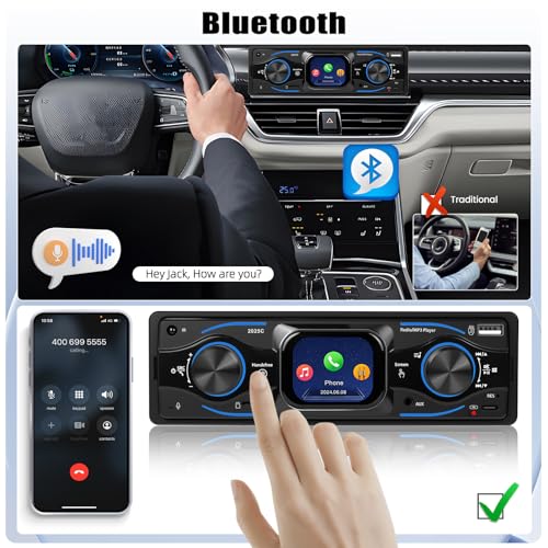 AMprime Single Din Car Stereo Marine Radio Bluetooth Multimedia Car Audio Receivers with Digital LCD Display FM Car Radio USB/Type-C/SD/AUX-in MP3 Player Lossless Sound Quality Quick Charge+ SWC - Image 3
