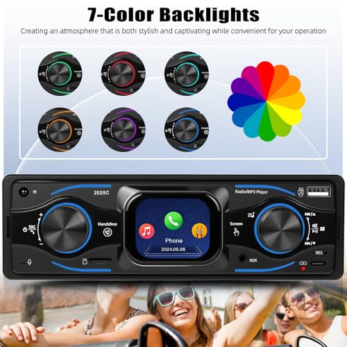 AMprime Single Din Car Stereo Marine Radio Bluetooth Multimedia Car Audio Receivers with Digital LCD Display FM Car Radio USB/Type-C/SD/AUX-in MP3 Player Lossless Sound Quality Quick Charge+ SWC - Image 4