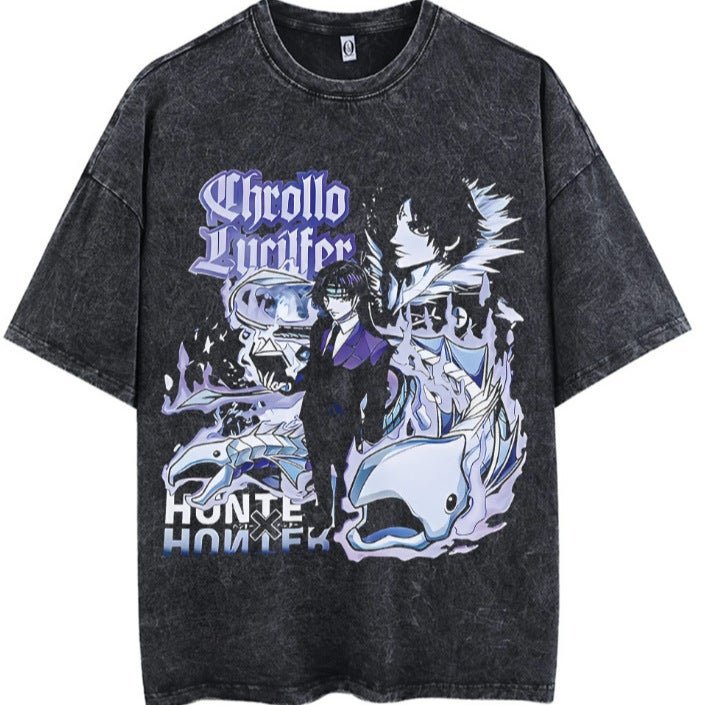 American-Style Old Short-Sleeved T-Shirt Animation Collection Retro Washed Old T-Shirt - Image 2