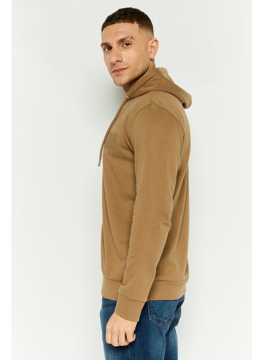 Gazzarrini - Men Hooded Graphic Long Sleeve Sweatshirt, Dark Brown - Image 1