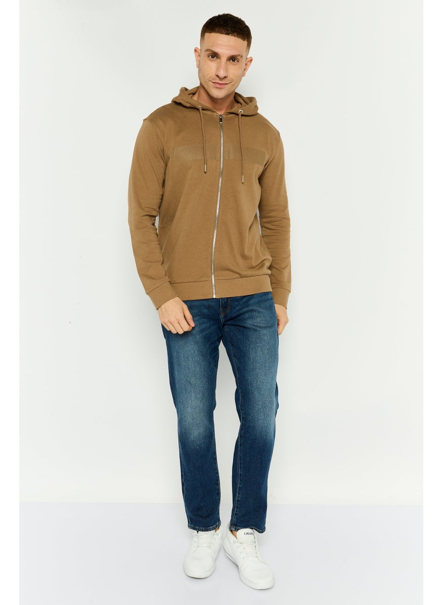 Gazzarrini - Men Hooded Graphic Long Sleeve Sweatshirt, Dark Brown - Image 1