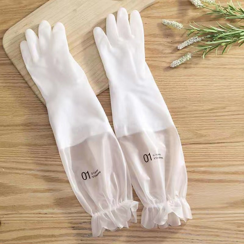 Durable Fleece-Lined Kitchen Gloves Lotus Leaf mouth single layer 
