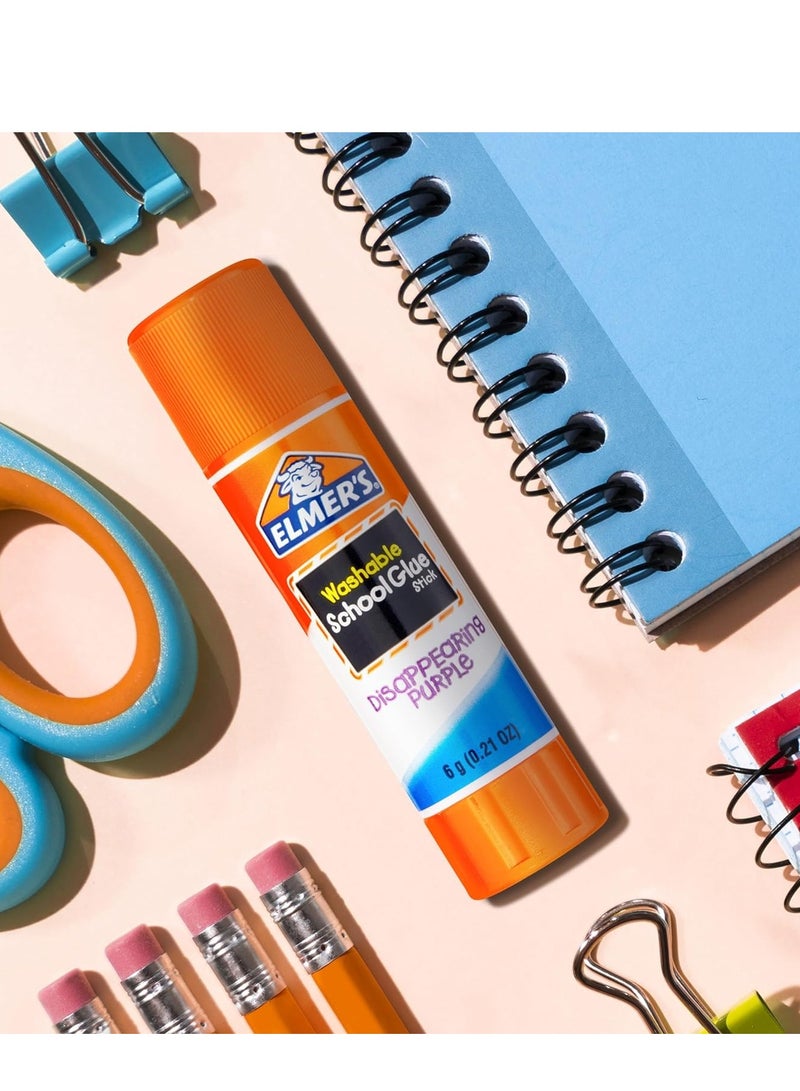 Elmer's Disappearing Purple School Glue Sticks, Washable, 6 Grams, 12 Count - Poster, Vision Board, Back to School, #1 Teacher Brand