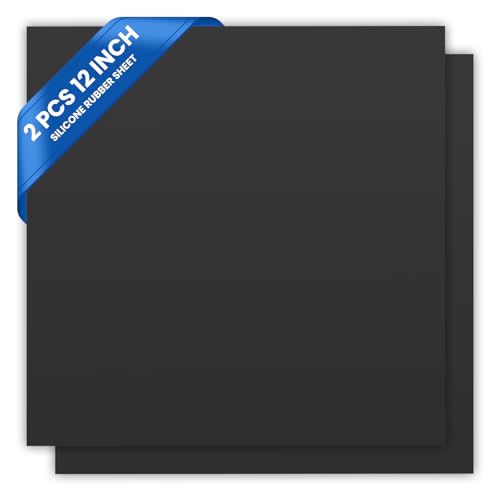 MILYARD 2 Pcs 12 x 12 Inch Silicone Rubber Sheet, 55A 1/25 Inch Thick Heat Resistant Silicone Insulation Gasket for DIY Gaskets Pads Seals Crafts Flooring Cushioning of Anti-Vibration (Black) - Image 1