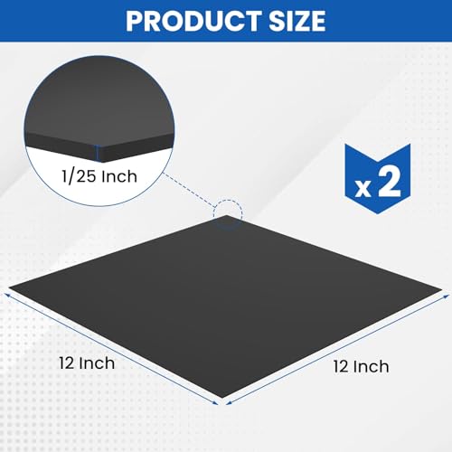 MILYARD 2 Pcs 12 x 12 Inch Silicone Rubber Sheet, 55A 1/25 Inch Thick Heat Resistant Silicone Insulation Gasket for DIY Gaskets Pads Seals Crafts Flooring Cushioning of Anti-Vibration (Black) - Image 2