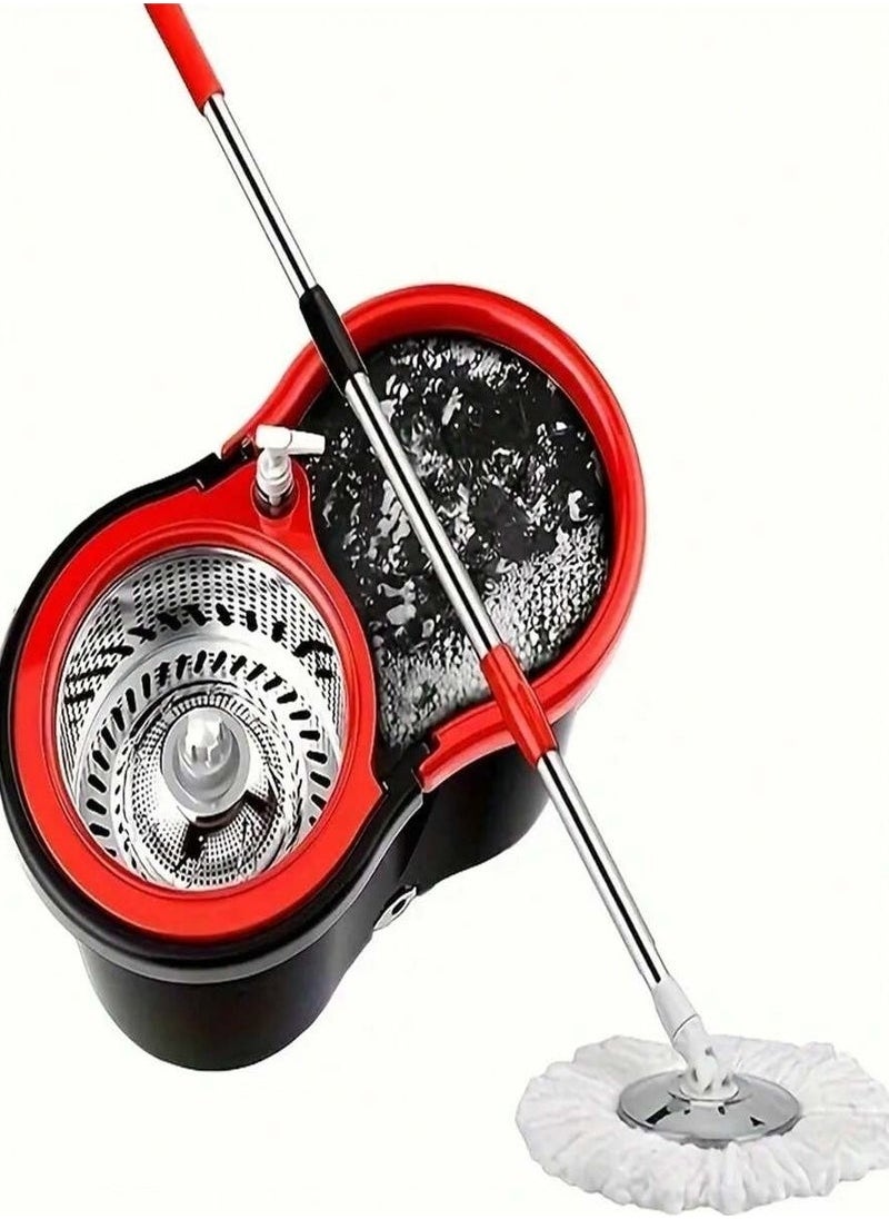A ZONE Bucket Quick Spin Mop with 2 Microfiber Wet Dry Mophead Floor Cleaning pocha Extendable Handle Removable Wringer 360° Floor Cleaner Mopping Set Reversible  - Image 2