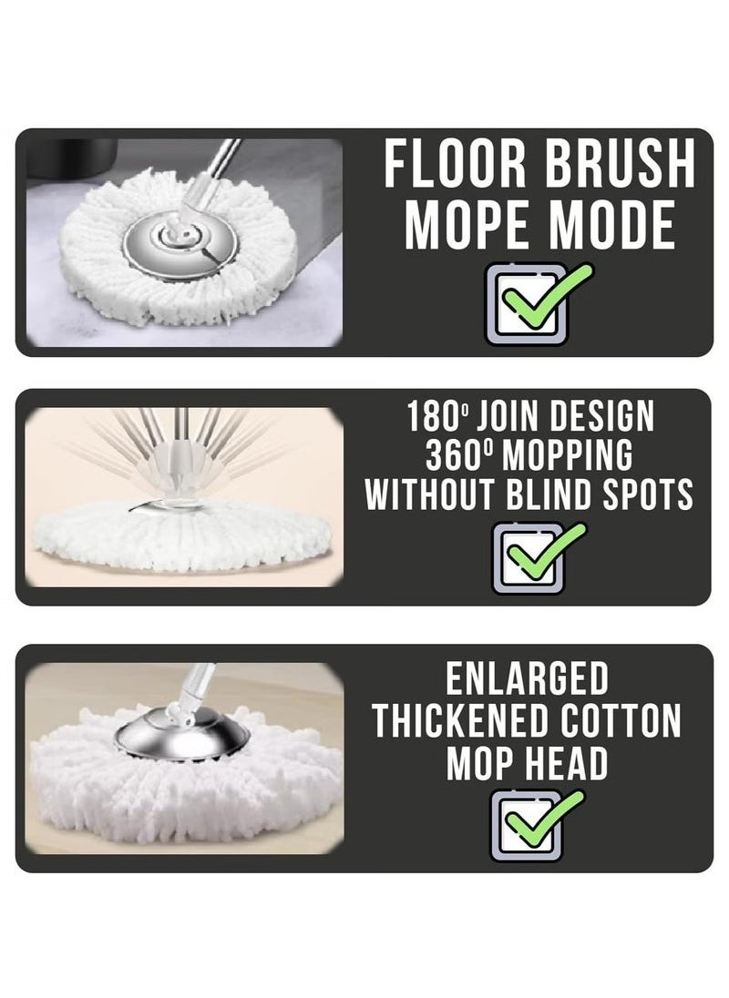 Bucket Quick Spin Mop with 2 Microfiber Wet Dry Mophead Floor Cleaning pocha Extendable Handle Removable Wringer 360° Floor Cleaner Mopping Set Reversible