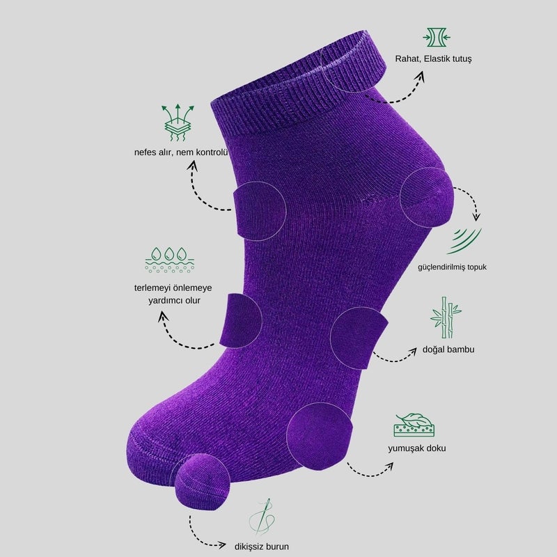 Kral Socks Women's Bamboo Booties Socks (3 Pieces) Invisible Seamless Perfumed Short Summer Women's Socks  - Image 2
