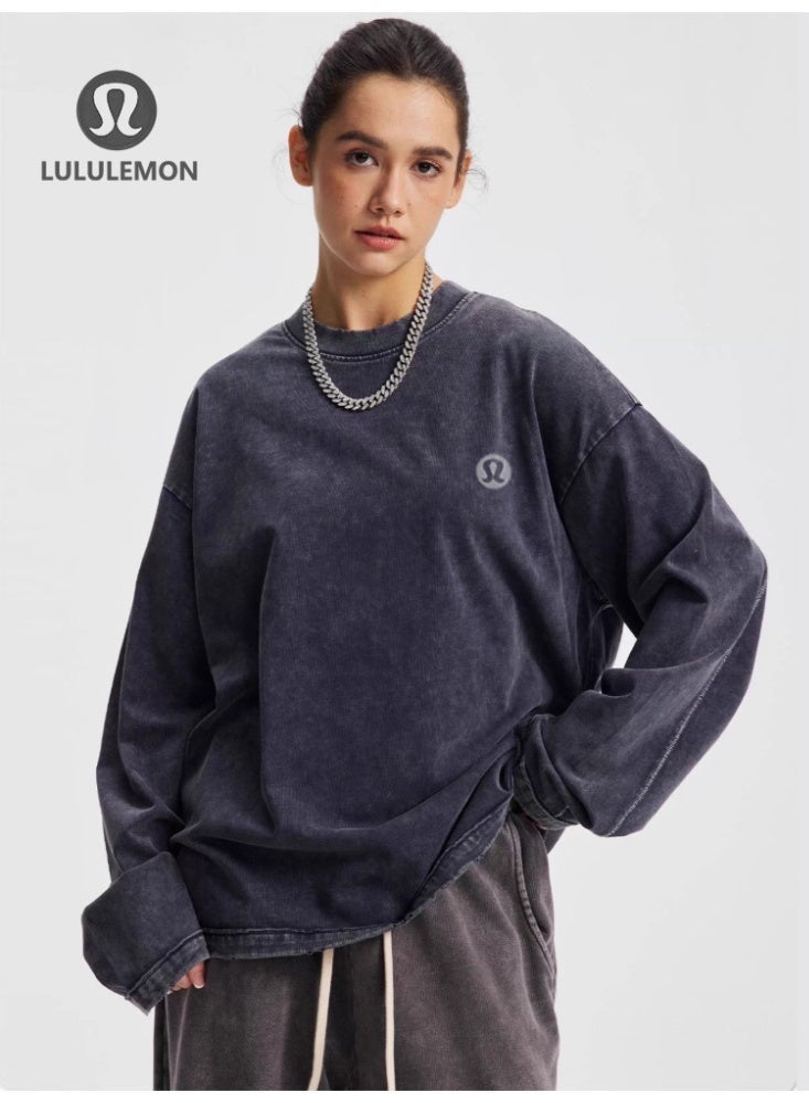 Lululemon Washed Long-Sleeve Shirt - Unisex Oversize Fit, Soft Distressed Fabric, Minimalist Logo, Multi-Color Options, Sport & Daily Casual Styling Top - Image 2