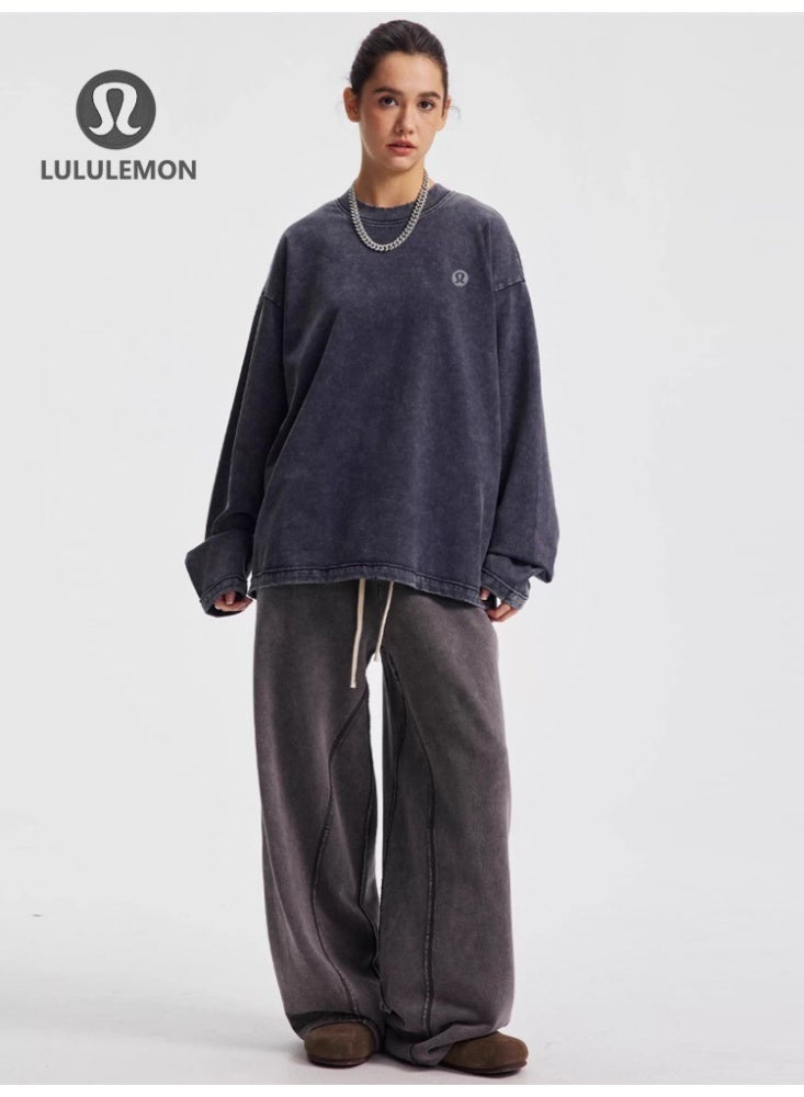 Lululemon Washed Long-Sleeve Shirt - Unisex Oversize Fit, Soft Distressed Fabric, Minimalist Logo, Multi-Color Options, Sport & Daily Casual Styling Top - Image 4