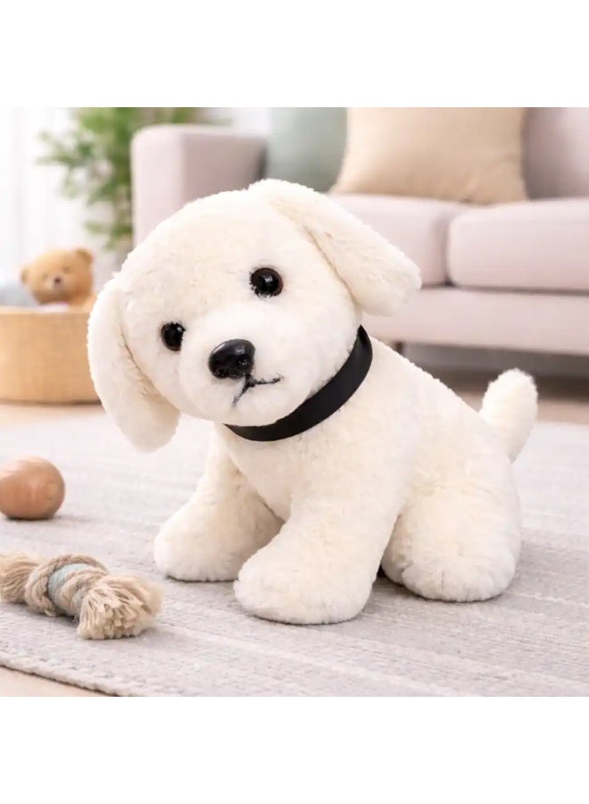 DearJoy Sitting Dog Soft Toy - White, 25cm - Image 1