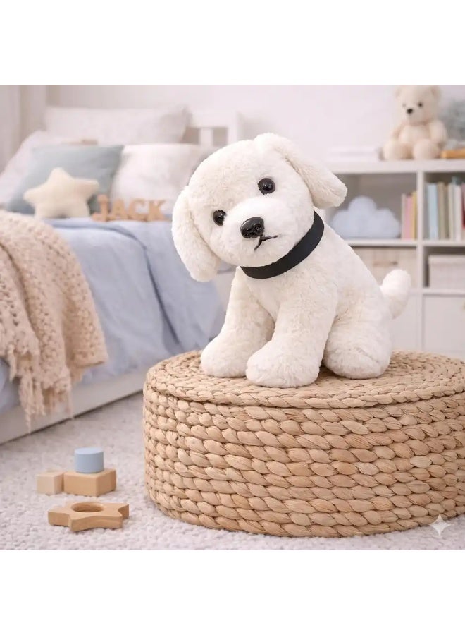 DearJoy Sitting Dog Soft Toy - White, 25cm - Image 4