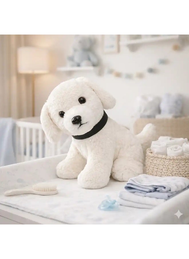 DearJoy Sitting Dog Soft Toy - White, 25cm - Image 5