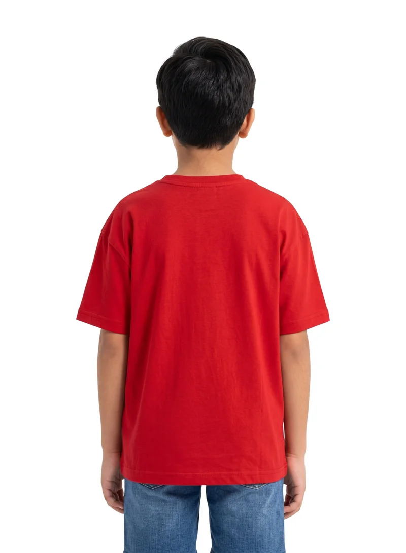 السنافر The Smurfs “A Smurf Adventure” Boys Drop Shoulder T-Shirt | Papa Smurf Character Graphic Casual Crew Neck Cotton Tee