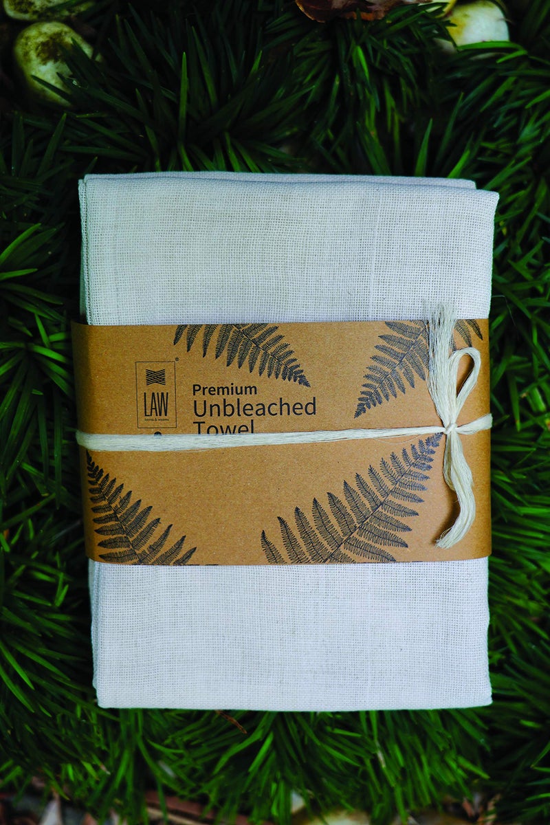 looms & weaves - Unbleached Handloom Cotton Kerala Bath Towels (Set of 2 towels) -Available in two sizes. 60 inch x 30 inch or 56 inch x 28 inch - Image 2