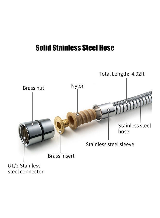 NIBEMINENT Handheld Shower Head Spray Set Silver 25.5 x 5.8 11.8cm - Image 2