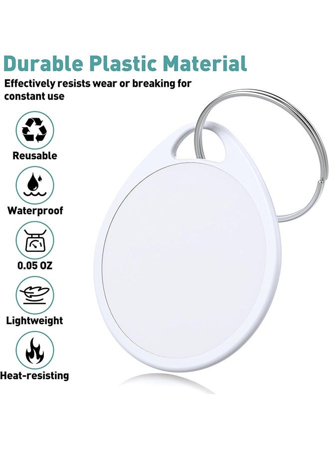 60 Pcs Key Tags 1.5 Inch Tough Plastic Reusable Key Tags Sturdy Round White Item Identifiers with Blank Paper Label Stickers and Split Rings - Ideal for Home,Office and Rental Management Use - Image 2