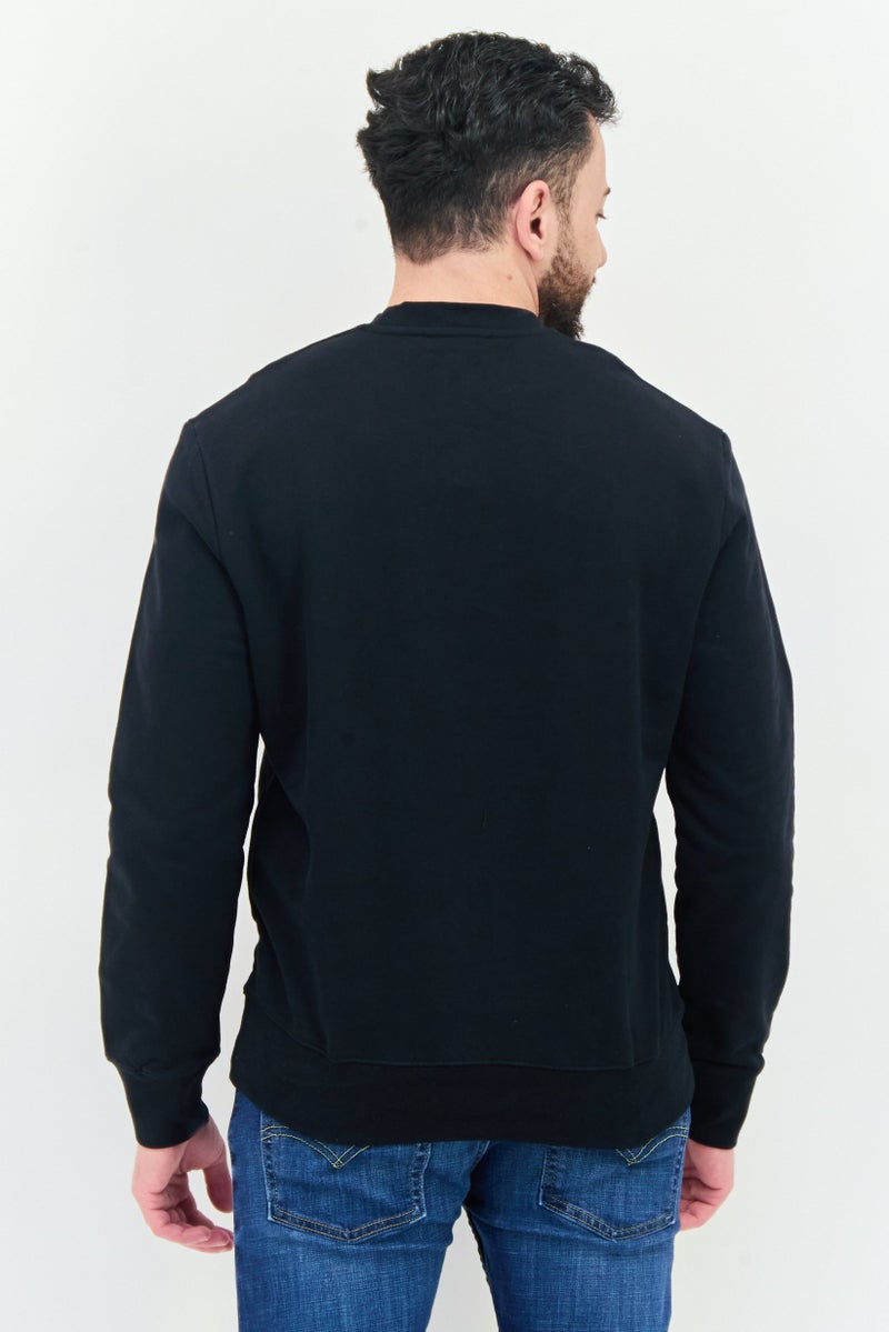 D RT Men Crew Neck Graphic Print Long Sleeves Sweatshirt, Black - Image 3