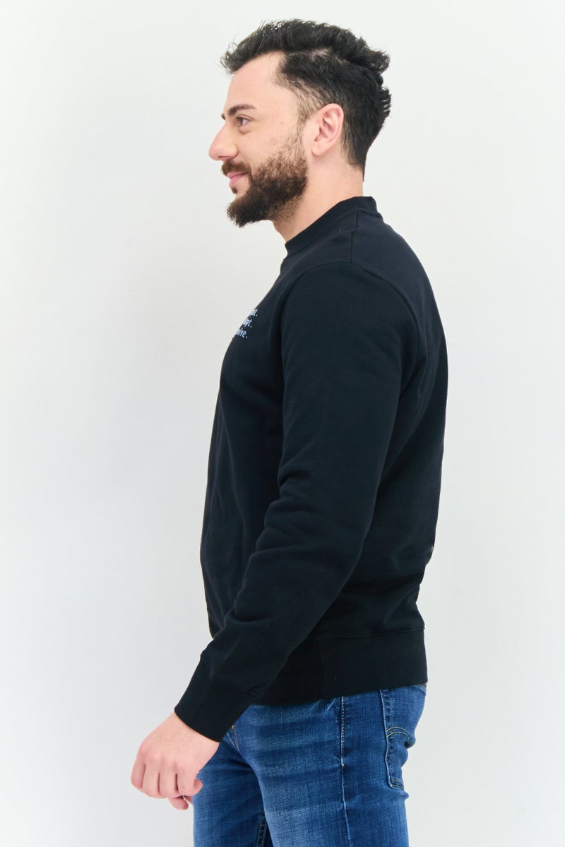 D RT Men Crew Neck Graphic Print Long Sleeves Sweatshirt, Black - Image 4