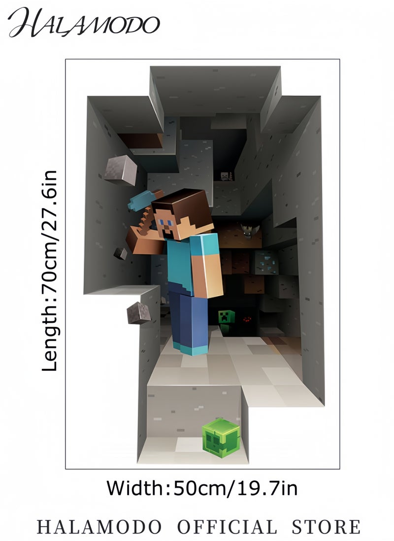 HALAMODO RoomScapes Minecraft Creeper 3D Wall Sticker Multicolour Minecraft Giant Peel and Stick Wall Decal, 20'' x 27''  - Image 5